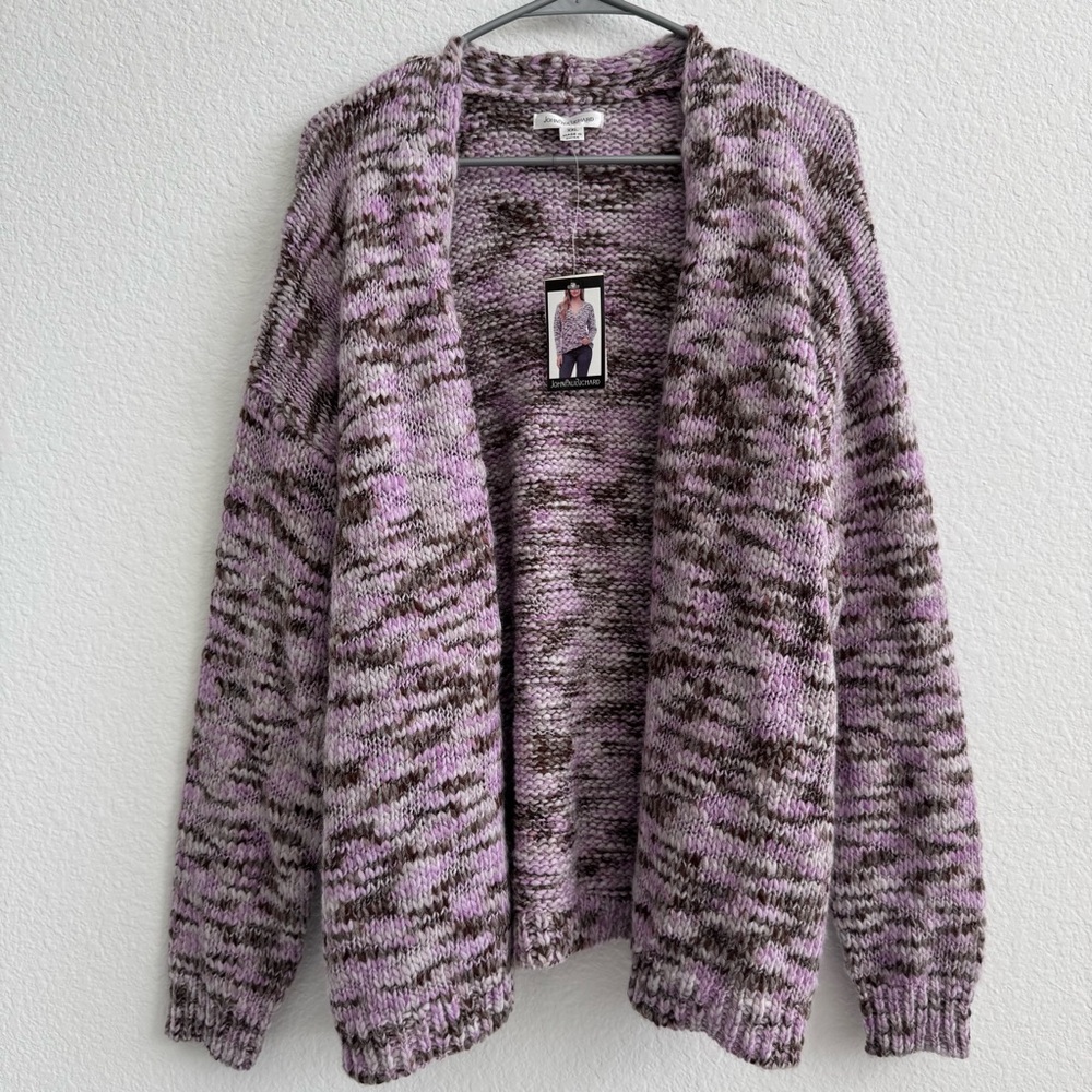 NWT JohnPaulRichard Purple and Brown Cardigan Sweater